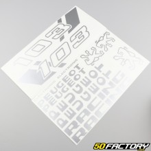 Kit grafiche adesivi di tipo Peugeot 103 RCX Racing argento