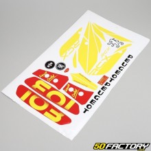 Kit grafiche adesivi Peugeot 103 RCX LC rosso e giallo