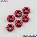 Red anodized Puig Ã˜6x1.00 mm nuts (set of 6)