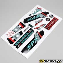 Kit decorativo Peugeot 103 SPX LC fase 1 (jantes Gromeca) preto e vermelho
