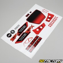 Kit grafiche adesivi Peugeot 103 SPX fase 1 (cerchi Gromeca) nero e rosso