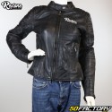 jaqueta de couro feminina Restone  rider motocicleta com aprovação CE preta