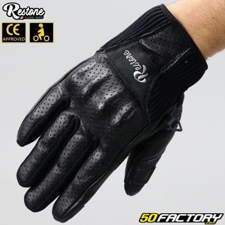 Gants Restone Outrider homologués CE moto noirs