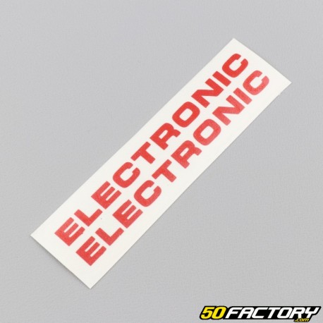 Stickers "Electronic" de carters moteur Peugeot 103 rouges moyen