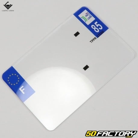 Motorcycle license plate transparent plate, 210x140 mm scooter with department (single)