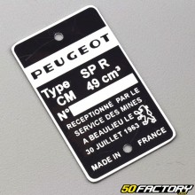 Plaque constructeur Peugeot SP R (30 juillet 1963) (identique origine)