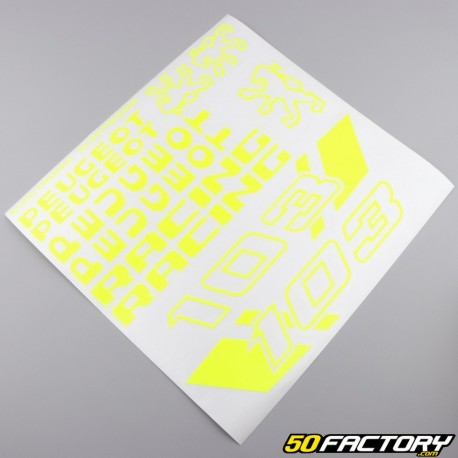 Kit gráfico estándar Peugeot 103 RCX Racing amarillo fluorescente