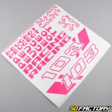 Kit grafiche adesivi di tipo Peugeot 103 RCX Racing rosa neon