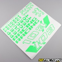 Kit grafiche adesivi di tipo Peugeot 103 RCX Racing verde neon