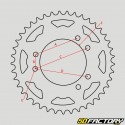 Rear sprocket 53 teeth steel 420 Derbi,  Rieju,  Yamaha,  Peugeot... gray V2