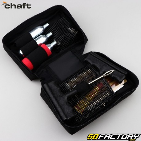Tubeless tire puncture repair kit with Chaft &quot;braid&quot; wicks