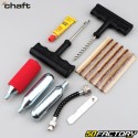 Tubeless tire puncture repair kit with Chaft &quot;braid&quot; wicks