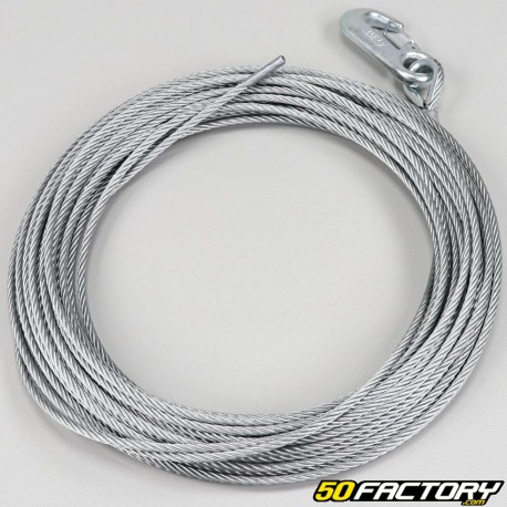 Câble acier de treuil Ø5 mm x 20 m avec crochet