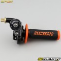 Gas handle complete with Accossato coatings Racing semi-waffle black and orange