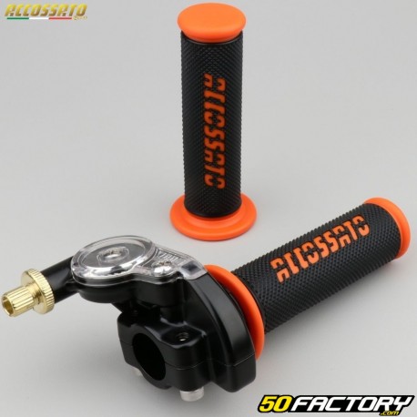 Gas handle complete with Accossato coatings Racing black and orange