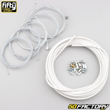 Cables and gas ducts, starter, decompressor and brakes Peugeot 103 Fifty white (kit)