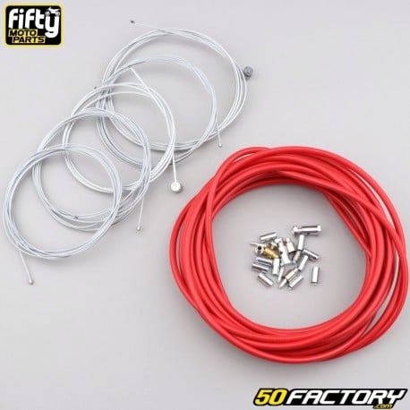 Cabos e condutas de gás, starter, descompressor e freios Peugeot 103 Fifty vermelho (kit)