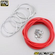 Cables and gas ducts, starter, decompressor and brakes MBK 51, Motobécane AV88, 89... Fifty red (kit)