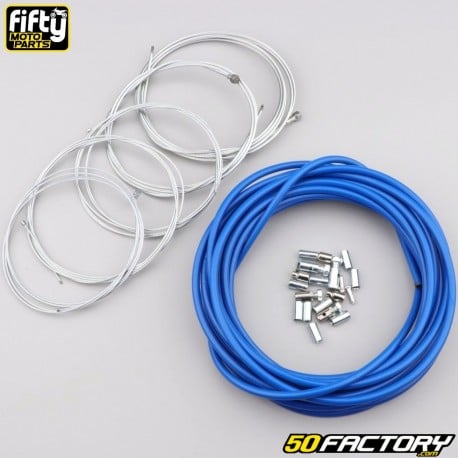 Cables y conductos de gas, starter, descompresor y frenos MBK 51, Motobécane AV88, 89... Fifty azul (equipo)