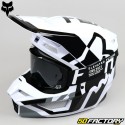 Casco cross Fox Racing V1 Lux en blanco y negro