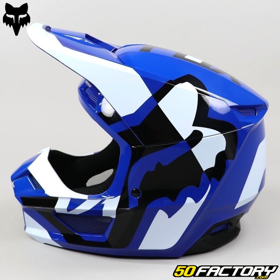 Casque cross enfant Fox Racing V1 Lux bleu – Équipement moto