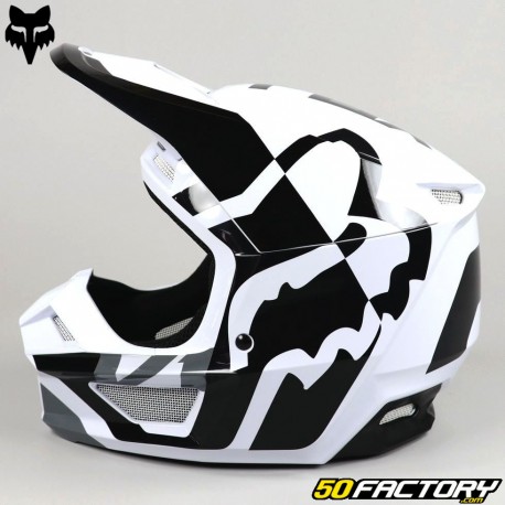 Casco cross bambino Fox Racing V1 Lux in bianco e nero