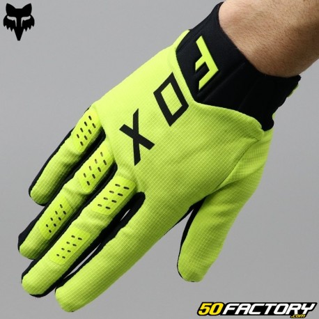 Gants cross Fox Racing Flexair noirs et jaunes fluo