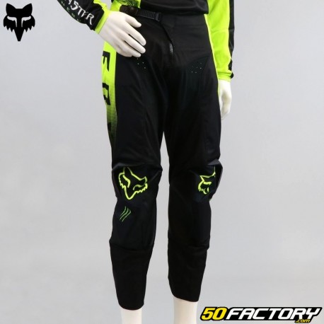 Calças Fox Racing 180 Monster preto e amarelo neon