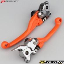 Leviers de frein avant et d'embrayage plastiques Husqvarna TC 250 (2017 - 2021), FC 350 (2016 - 2021)... Polisport oranges