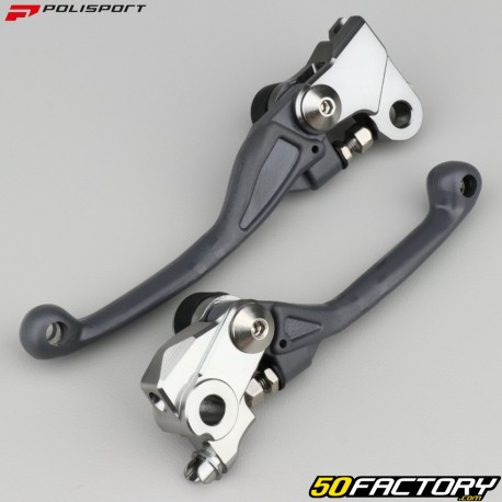 Honda CRF 250 R plastic front brake and clutch levers (since 2007), RX (since 2019) ... Polisport nardo gray