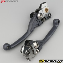 Kawasaki KX plastic front brake and clutch levers 250 (since 2021), 450 (since 2019) Polisport nardo gray