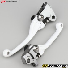 Palancas de freno y embrague delanteras de plástico Kawasaki KXF 250 (2013 - 2020), 450 (2013 - 2018)... Polisport blancos