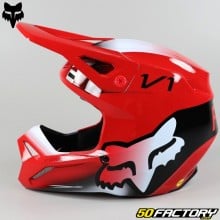 Casque cross Fox Racing V1 Toxsyk rouge fluo