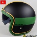 Casco jet MT Helmets Le Mans II negro mate y verde