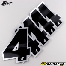 Stickers number 4 UFO black edging silver 13 cm (set of 5)