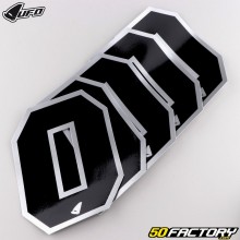 Stickers number 0 UFO black edging silver 10 cm (set of 5)