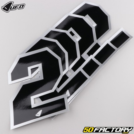 Number 2 stickers UFO black edging silver 10 cm (set of 5)