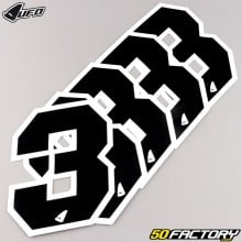 Stickers number 3 UFO black 10 cm (set of 5)