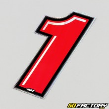 Sticker number 1 red holographic edging black 10 cm