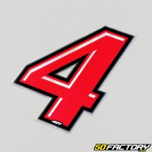 Sticker number 4 red holographic edging black 10 cm