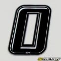 Black holographic number sticker with silver edging 0 cm