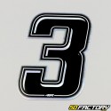 Black holographic number sticker with silver edging 3 cm
