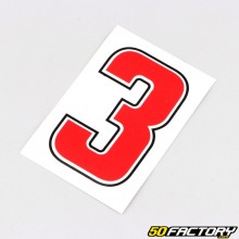 Sticker number 3 red 6.3 cm
