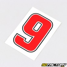 Sticker number 9 red 6.3 cm