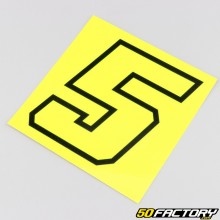 Sticker number 5 fluorescent yellow black edging 10 cm