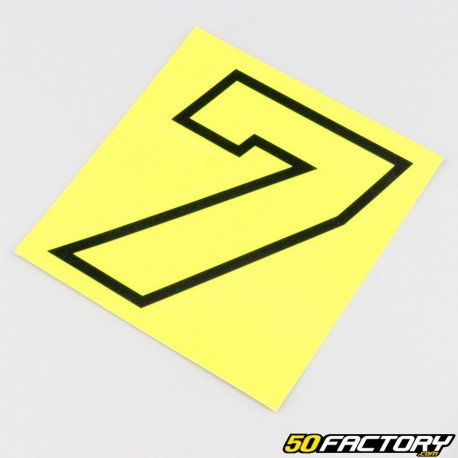 Adesivo numero 7 giallo fluo bordo nero 10 cm