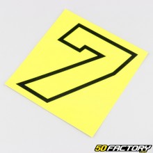 Adhesivo numero 7 amarillo fluorescente ribete negro 10 cm