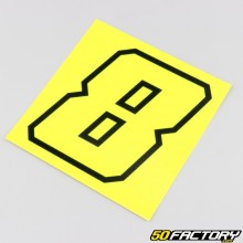 Sticker number 8 fluorescent yellow black edging 10 cm