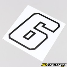 Sticker numéro 6 blanc liseret noir 10 cm