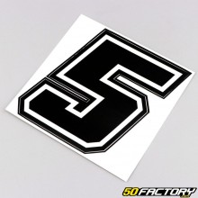 Sticker numéro 5 noir liseret blanc 10 cm